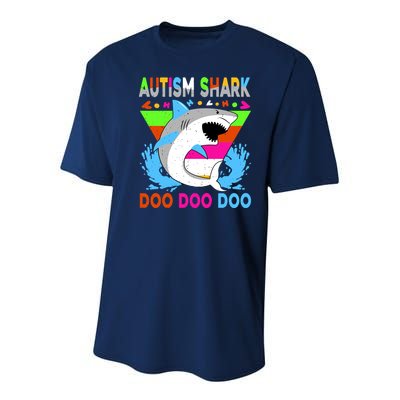 Autism Shark Doo Doo Doo Awareness Puzzle Youth Performance Sprint T-Shirt