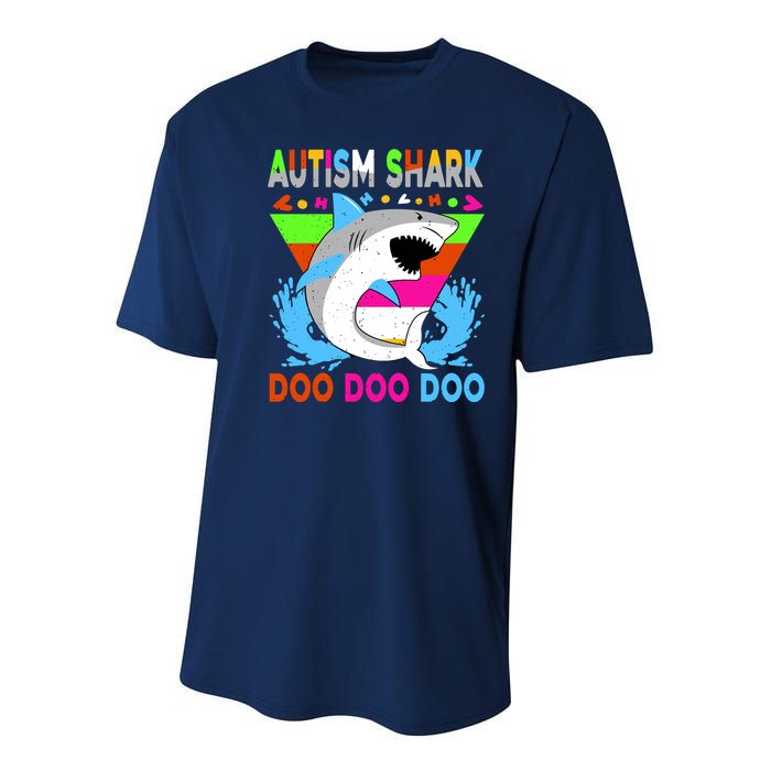 Autism Shark Doo Doo Doo Awareness Puzzle Youth Performance Sprint T-Shirt