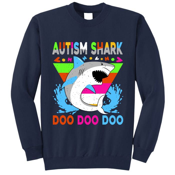 Autism Shark Doo Doo Doo Awareness Puzzle Tall Sweatshirt