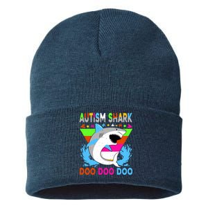 Autism Shark Doo Doo Doo Awareness Puzzle Sustainable Knit Beanie