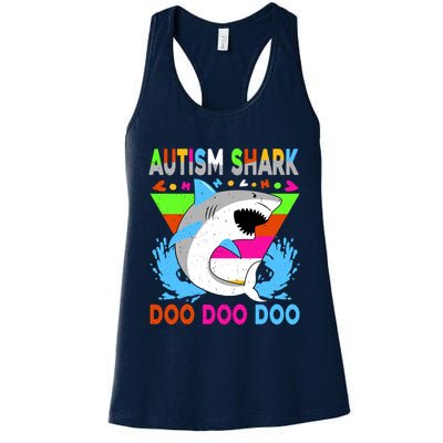 Autism Shark Doo Doo Doo Awareness Puzzle Womens Tank Top