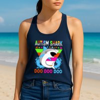 Autism Shark Doo Doo Doo Awareness Puzzle Womens Tank Top