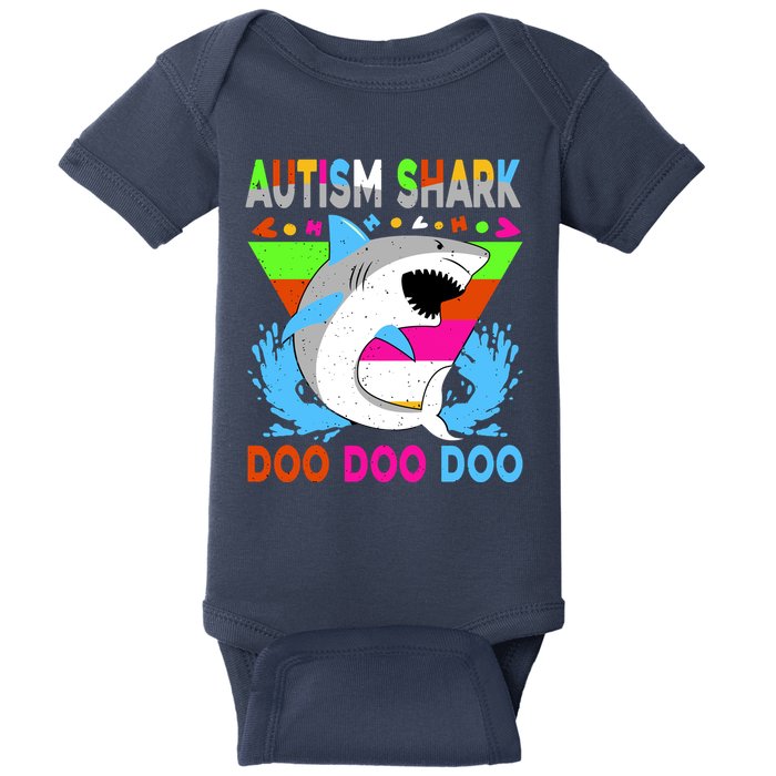 Autism Shark Doo Doo Doo Awareness Puzzle Baby Bodysuit