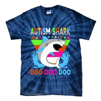 Autism Shark Doo Doo Doo Awareness Puzzle Tie-Dye T-Shirt