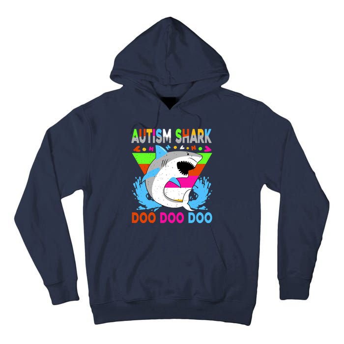 Autism Shark Doo Doo Doo Awareness Puzzle Tall Hoodie