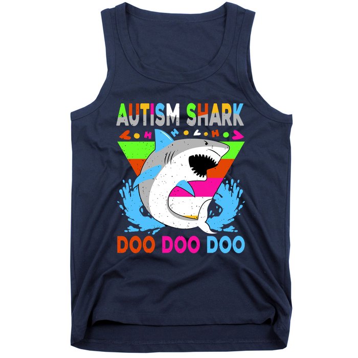 Autism Shark Doo Doo Doo Awareness Puzzle Tank Top