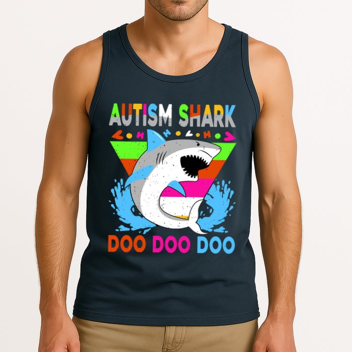 Autism Shark Doo Doo Doo Awareness Puzzle Tank Top