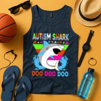 Autism Shark Doo Doo Doo Awareness Puzzle Tank Top