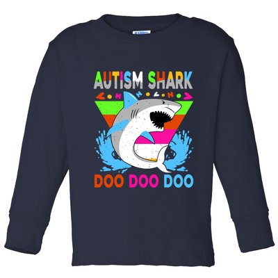Autism Shark Doo Doo Doo Awareness Puzzle Toddler Long Sleeve Shirt