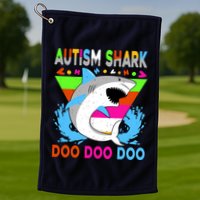 Autism Shark Doo Doo Doo Awareness Puzzle Golf Towel