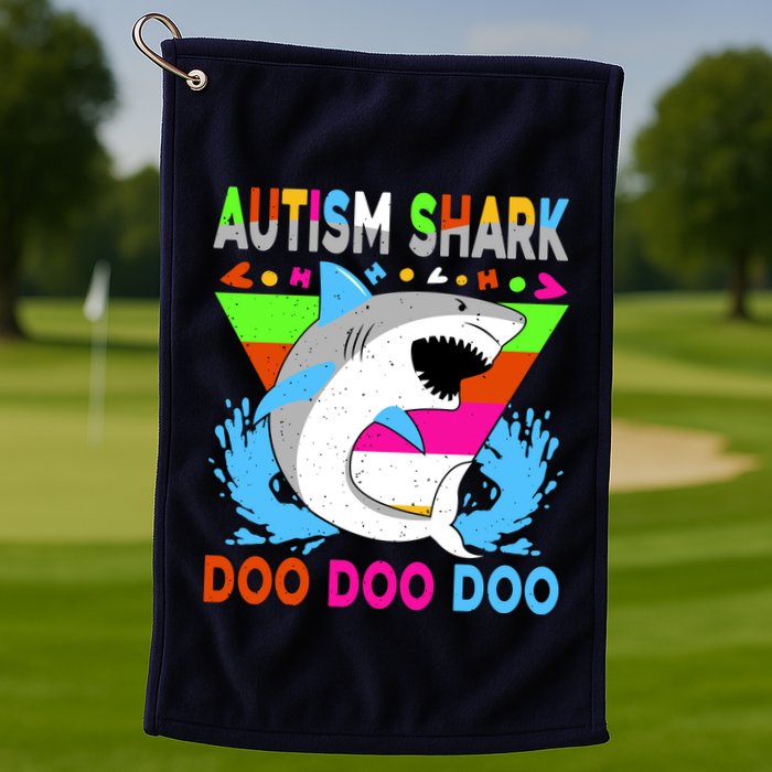 Autism Shark Doo Doo Doo Awareness Puzzle Golf Towel