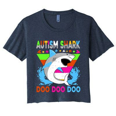 Autism Shark Doo Doo Doo Awareness Puzzle Crop Top