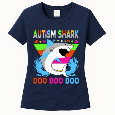 Autism Shark Doo Doo Doo Awareness Puzzle Women's T-Shirt