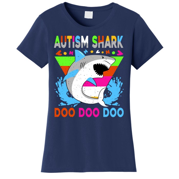 Autism Shark Doo Doo Doo Awareness Puzzle Women's T-Shirt