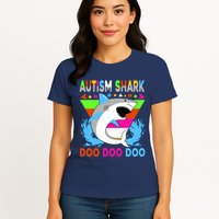 Autism Shark Doo Doo Doo Awareness Puzzle Womens T-Shirt
