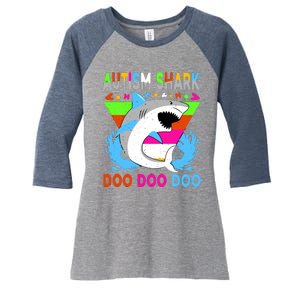 Autism Shark Doo Doo Doo Awareness Puzzle Women's Tri-Blend 3/4-Sleeve Raglan Shirt