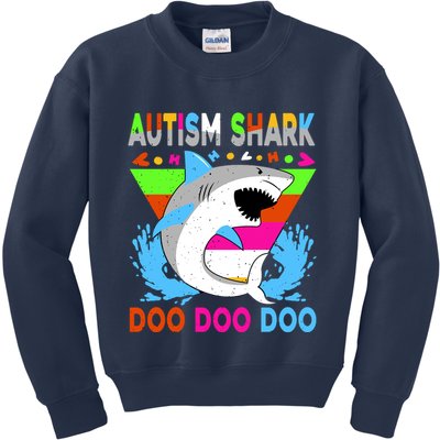 Autism Shark Doo Doo Doo Awareness Puzzle Kids Sweatshirt