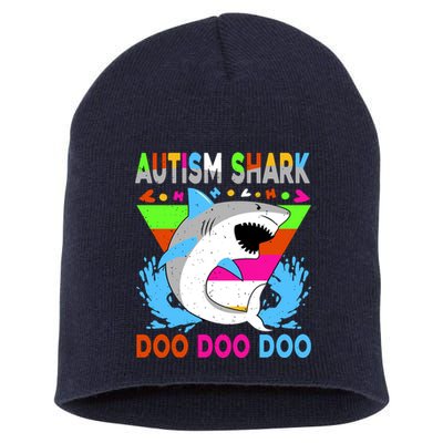 Autism Shark Doo Doo Doo Awareness Puzzle Short Acrylic Beanie