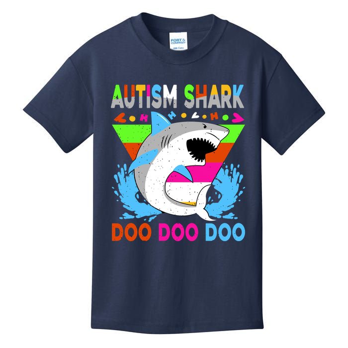 Autism Shark Doo Doo Doo Awareness Puzzle Kids T-Shirt