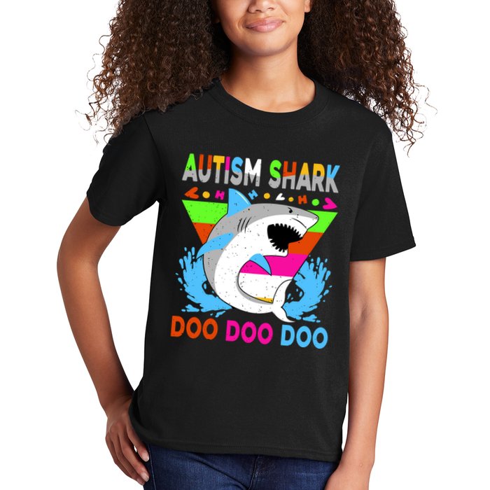 Autism Shark Doo Doo Doo Awareness Puzzle Kids T-Shirt