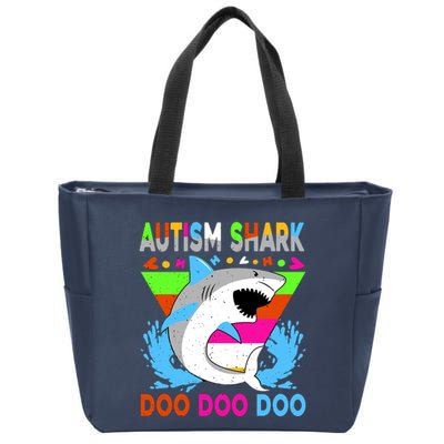 Autism Shark Doo Doo Doo Awareness Puzzle Zip Tote Bag