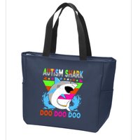 Autism Shark Doo Doo Doo Awareness Puzzle Zip Tote Bag