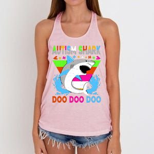 Autism Shark Doo Doo Doo Awareness Puzzle Women's Knotted Racerback Tank