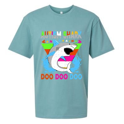 Autism Shark Doo Doo Doo Awareness Puzzle Sueded Cloud Jersey T-Shirt