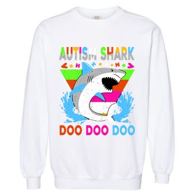 Autism Shark Doo Doo Doo Awareness Puzzle Garment-Dyed Sweatshirt