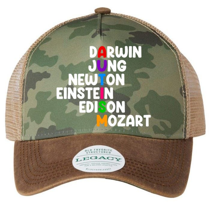 Autism Support Darwin Jung Newton Einstein Edison Mozart Legacy Tie Dye Trucker Hat