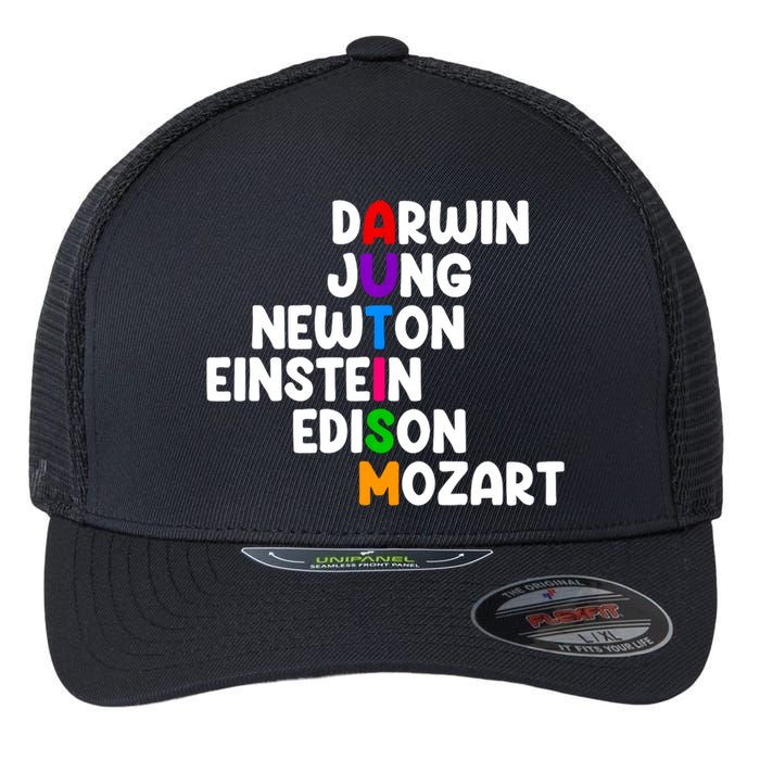 Autism Support Darwin Jung Newton Einstein Edison Mozart Flexfit Unipanel Trucker Cap