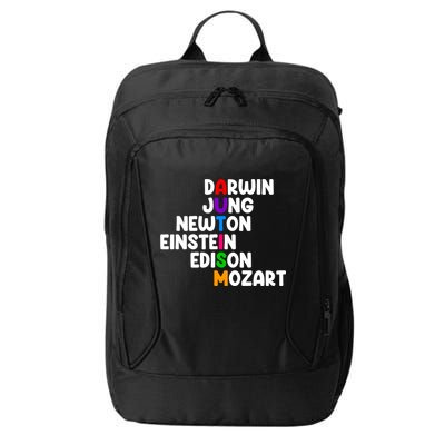 Autism Support Darwin Jung Newton Einstein Edison Mozart City Backpack