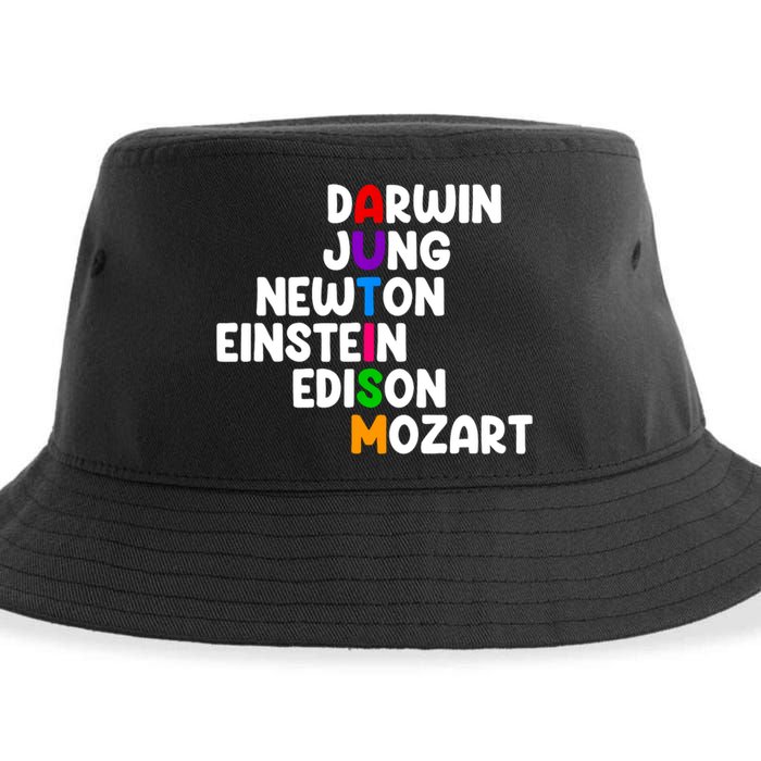 Autism Support Darwin Jung Newton Einstein Edison Mozart Sustainable Bucket Hat