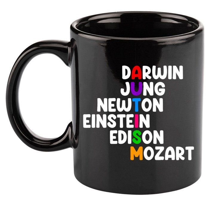 Autism Support Darwin Jung Newton Einstein Edison Mozart 11oz C Handle Ceramic Mug