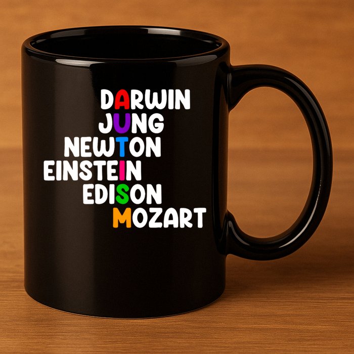 Autism Support Darwin Jung Newton Einstein Edison Mozart 11oz C Handle Ceramic Mug