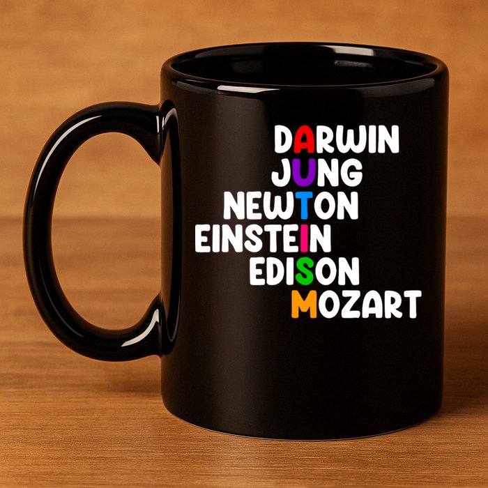 Autism Support Darwin Jung Newton Einstein Edison Mozart 11oz C Handle Ceramic Mug