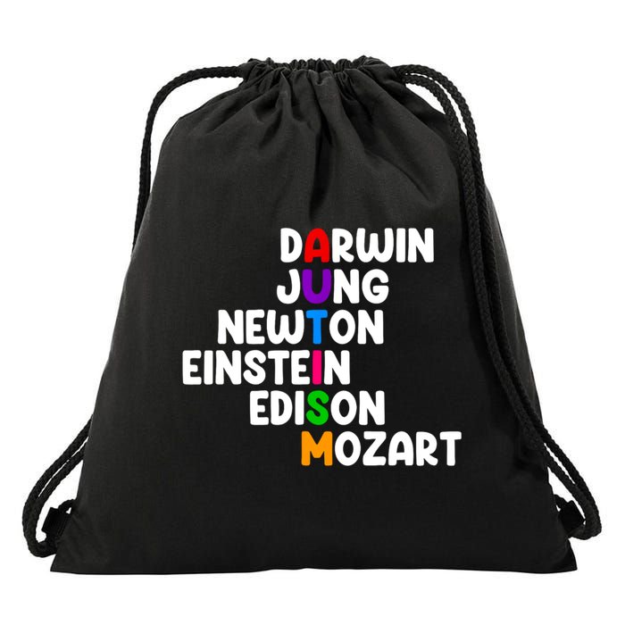 Autism Support Darwin Jung Newton Einstein Edison Mozart Drawstring Bag