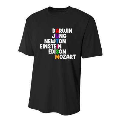 Autism Support Darwin Jung Newton Einstein Edison Mozart Youth Performance Sprint T-Shirt