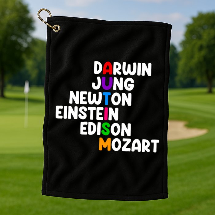 Autism Support Darwin Jung Newton Einstein Edison Mozart Golf Towel