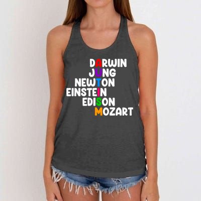 Autism Support Darwin Jung Newton Einstein Edison Mozart Women's Knotted Racerback Tank