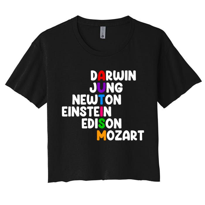 Autism Support Darwin Jung Newton Einstein Edison Mozart Crop Top
