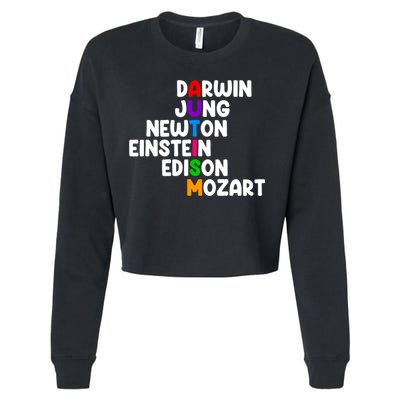 Autism Support Darwin Jung Newton Einstein Edison Mozart Cropped Pullover Crew