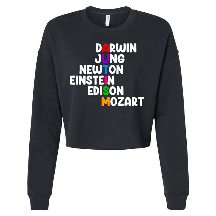 Autism Support Darwin Jung Newton Einstein Edison Mozart Cropped Pullover Crew