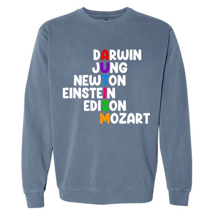 Autism Support Darwin Jung Newton Einstein Edison Mozart Garment-Dyed Sweatshirt