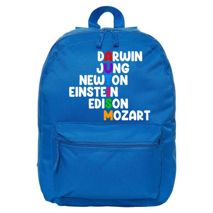 Autism Support Darwin Jung Newton Einstein Edison Mozart 16 in Basic Backpack
