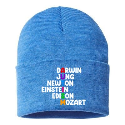 Autism Support Darwin Jung Newton Einstein Edison Mozart Sustainable Knit Beanie