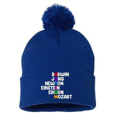 Autism Support Darwin Jung Newton Einstein Edison Mozart Pom Pom 12in Knit Beanie
