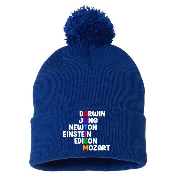Autism Support Darwin Jung Newton Einstein Edison Mozart Pom Pom 12in Knit Beanie