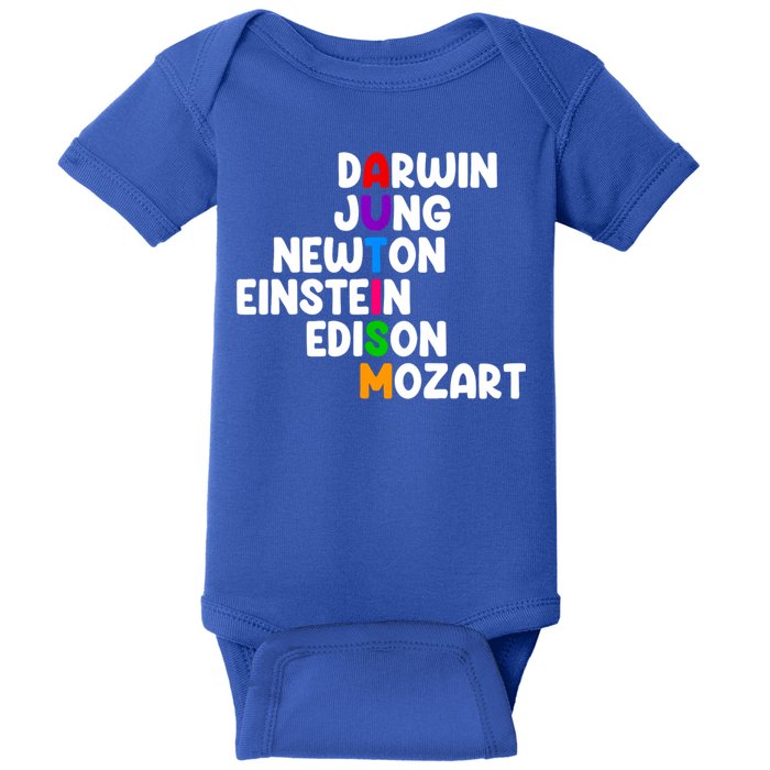 Autism Support Darwin Jung Newton Einstein Edison Mozart Baby Bodysuit