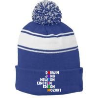 Autism Support Darwin Jung Newton Einstein Edison Mozart Stripe Pom Pom Beanie